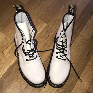 8 eyelet White and black doc martens